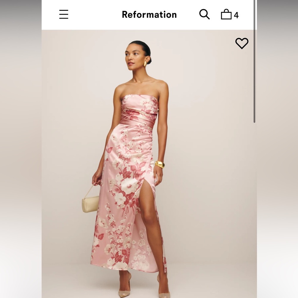 Reformation Barrow Silk Dress in Bellini, size 4